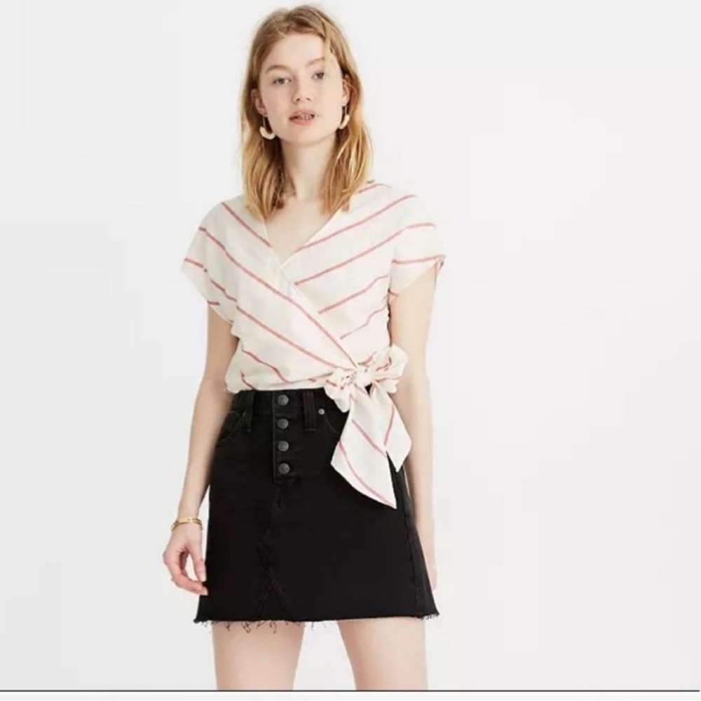 Madewell Rigid Denim A-Line Black Mini Skirt Size 25